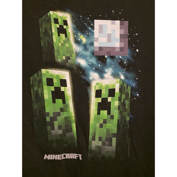 Minecraft Shirt Boys Girls Youth Sz L Creeper Face SS T-Shirt Tee Game Gift EUC - Picture 1 of 5